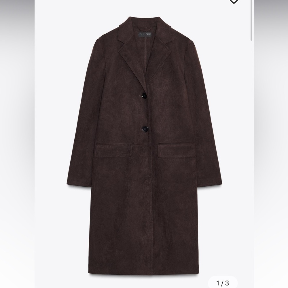 Zara faux suede chocolate Brown Coat